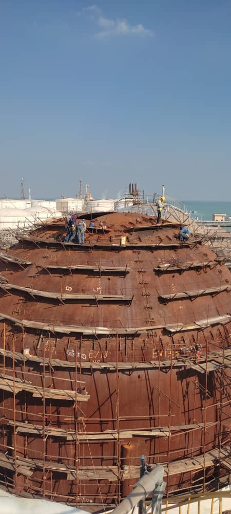 نصب و راه اندازی یکدستگاه مخزن کروی جهت ذخیره سازی VCM واحد CF مجتمع پتروشیمی بندر امام